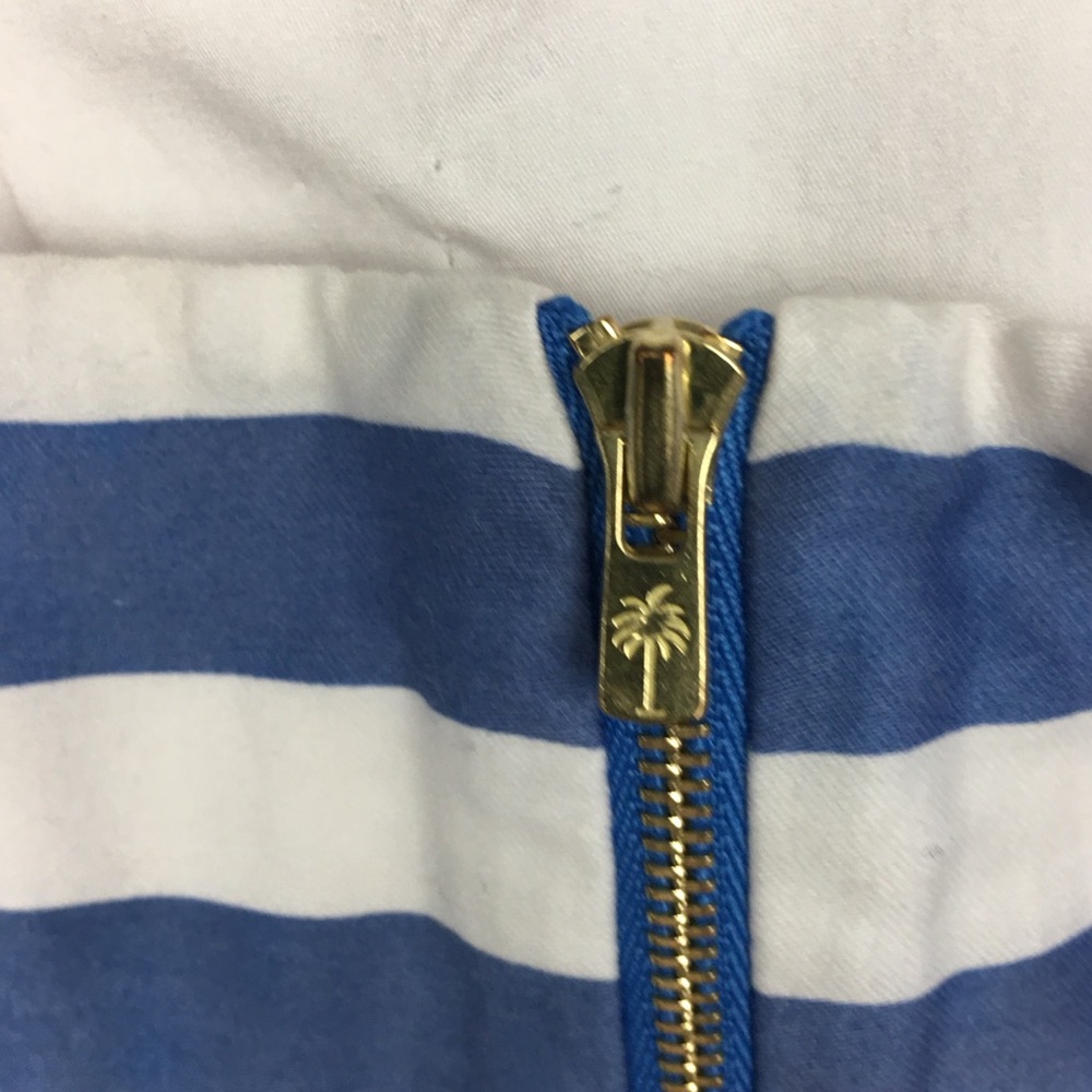 Lilly Pulitzer Maybell Peplum Ruffled Blue Striped Strapless  Dress Size 4 - Picture 9 of 12